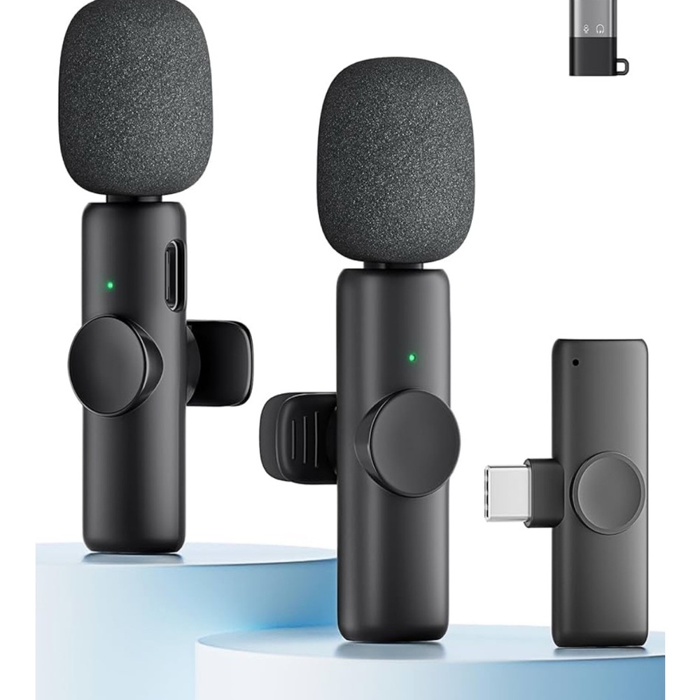 Wireless Lavalier Microphone Set in Black